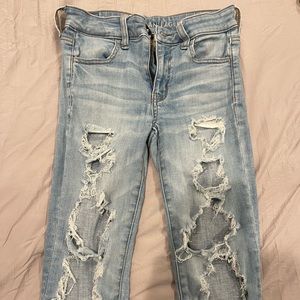 American Eagle Light Blue Over Ripped Jeans